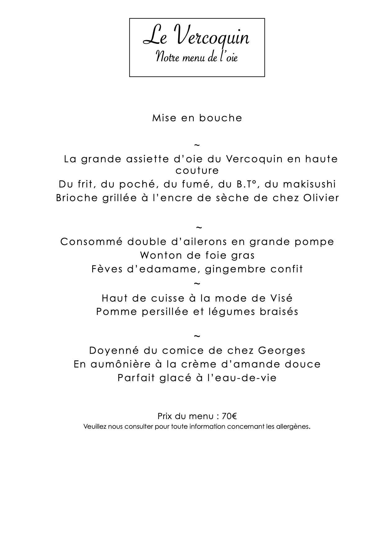 menu de l’oie menu de l'oie